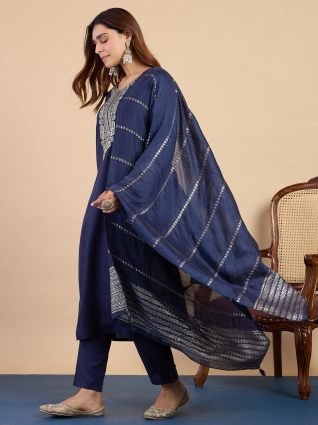 Blue Women   s Traditional Kurta Pant Set with Dupatta