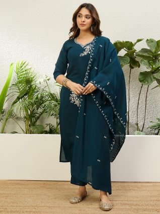 Blue Women   s Traditional Kurta Pant Set with Dupatta
