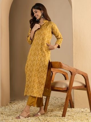 Collar Calf Length Festive   Casual Ethnic Kurta Sets for Women