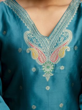 Cotton Silk Kurta Set with Banarasi Minakari Dupatta Zari Work Ready to Wear Elegance