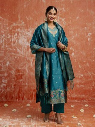 Cotton Silk Kurta Set with Banarasi Minakari Dupatta Zari Work Ready to Wear Elegance