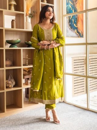 Elegant Silk Blend Anarkali Kurta Set with Embroidered Dupatta and Flowy Fit for a Stunning Look Sale price Rs 2 050 00 Regular price Rs 4 999 00