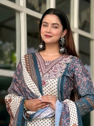 Embroidery Silk Straight Kurta With Trousers   Dupatta Sets