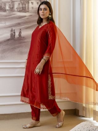 Embroidred Kurta Sets with Sequins Work Women Suits