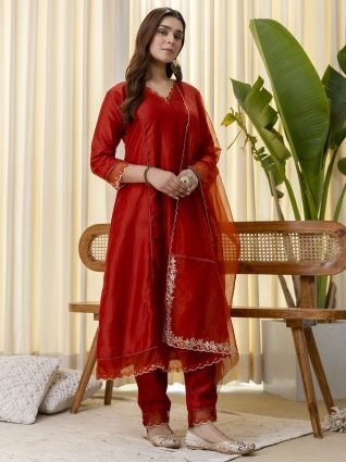 Embroidred Kurta Sets with Sequins Work Women Suits