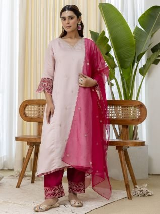 Embroidred Kurta Sets with Sequins Work Women Suits