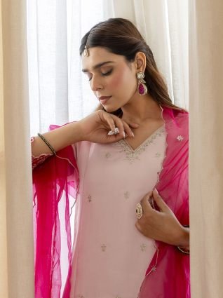 Embroidred Kurta Sets with Sequins Work Women Suits