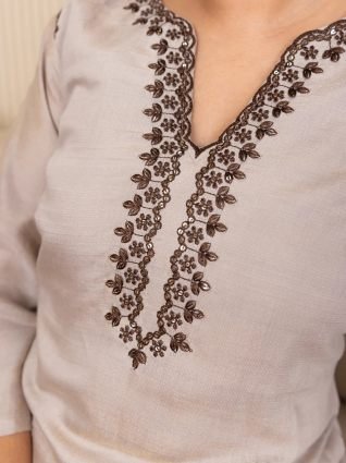 Grey Viscose Rayon Kurta with Trousers   Dupatta Suits