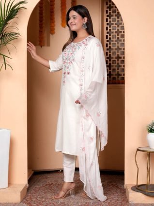  khadi cotton Kurta with Trousers   Dupatta Suits