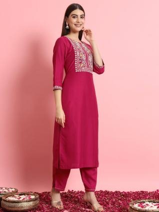 Pink Silk Dori Embroidered Kurta Pant Dupatta Set