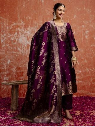 Premium Kurta Set with Bottom and Dupatta Zari Work Comfortable Stylish
