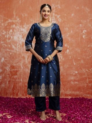 Premium Kurta Set with Bottom and Dupatta Zari Work Comfortable Stylish