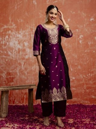 Premium Kurta Set with Bottom and Dupatta Zari Work Comfortable Stylish