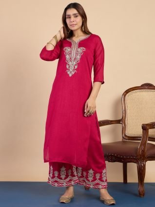Rani Festive Kurta Set with Gota Trim Dupatta