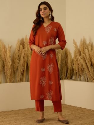 Rayon Embroidered with Sequins Straight Kurta Set with Trousers   Dupatta