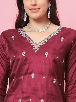 Silk Blend Kurta and Trouser Set with Organza Dupatta