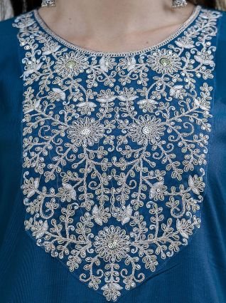 Silk Blend Kurta Set with Pant Dupatta Set