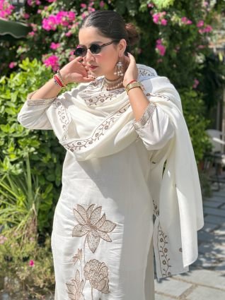Silk Straight Kurta With Trousers   Dupatta Sets