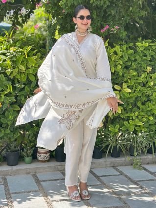 Silk Straight Kurta With Trousers   Dupatta Sets