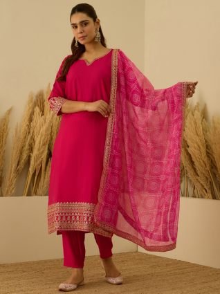 Straight Kurta Set with Trousers   Dupatta