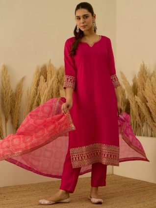 Straight Kurta Set with Trousers   Dupatta