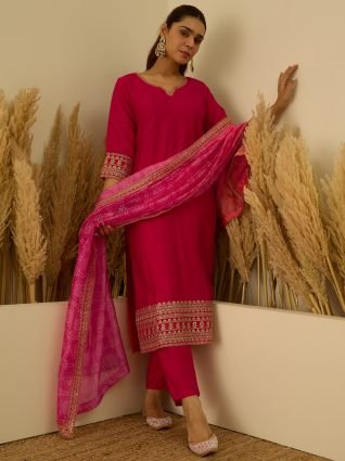 Straight Kurta Set with Trousers   Dupatta