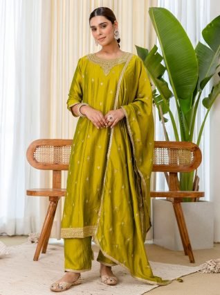 Stylish Anarkali Kurta Set Ready to Wear Soft Silk Fabric with Embroidered Dupatta Tailored Fit