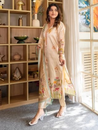 Stylish Viscose Assam Silk Kurta Set with Bead Embroidery     Ready to Wear Elegance