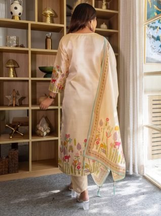 Stylish Viscose Assam Silk Kurta Set with Bead Embroidery     Ready to Wear Elegance