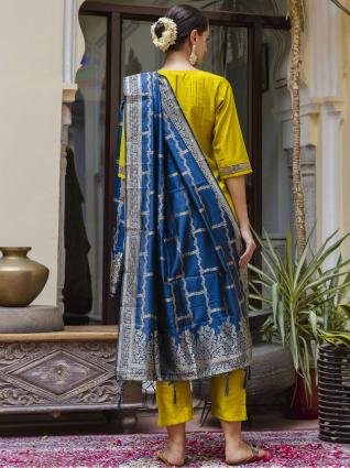 Viscose Rayon Embroidered Straight Kurta with Pant   Dupatta Set