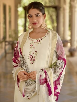 Viscose Roman Silk Calf Length Kurta Set Dupatta