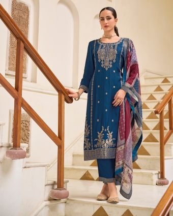 Viscose Self Jacquard Women Kurta and Trouser Duppata Set