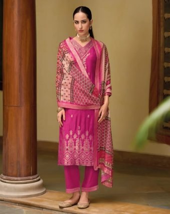 Viscose Self Jacquard Women Kurta and Trouser Duppata Set