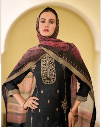 Viscose Self Jacquard Women Kurta and Trouser Duppata Set