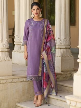 Viscose Silk Embroidery Straight Kurta Pant with Dupatta Suits