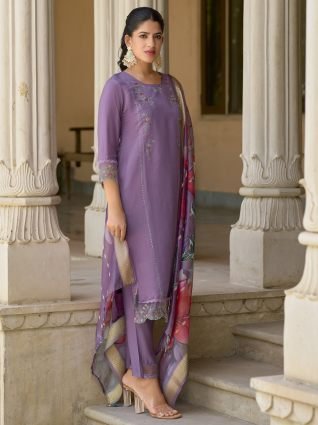 Viscose Silk Embroidery Straight Kurta Pant with Dupatta Suits