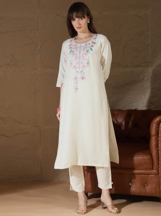 White khadi cotton Kurta with Trousers   Dupatta Suits