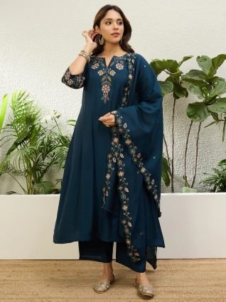 Women Anarkali Kurta with Pant   Chinon Dupatta Suits  Festive Ethnic Set
