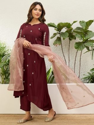 Women Anarkali Kurta with Pant   Dupatta Suits  Festive Ethnic Set