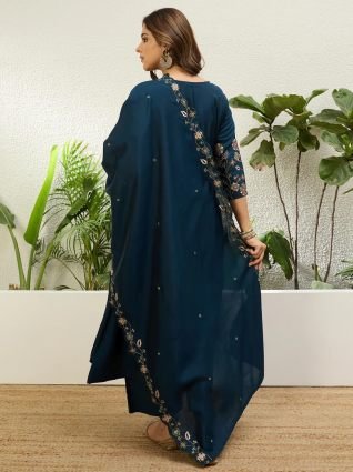 Women Anarkali Kurta with Pant   Chinon Dupatta Suits  Festive Ethnic Set