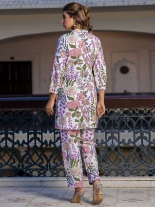 Women Cotton Blend Kurta Pant  Set