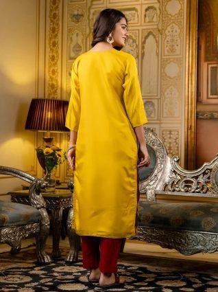 Women Embroidered shimmer Silk Blend Straight Kurta