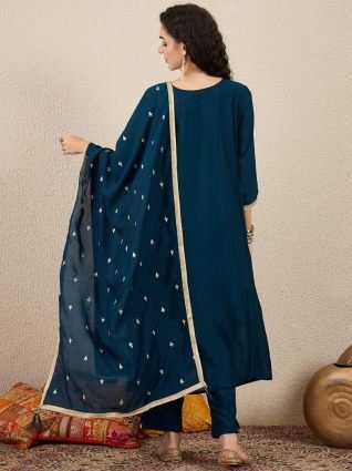 Women Embroidery Anarkali Kurta Pant and Dupatta Sets