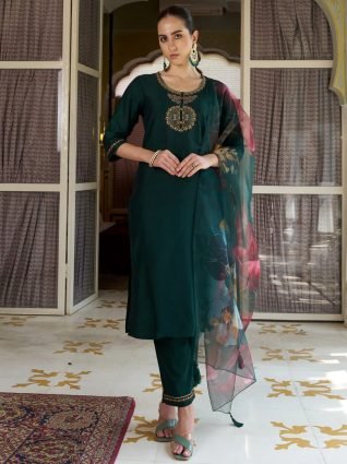  Women Kurta and Pant Sets Cotton Silk Fabric