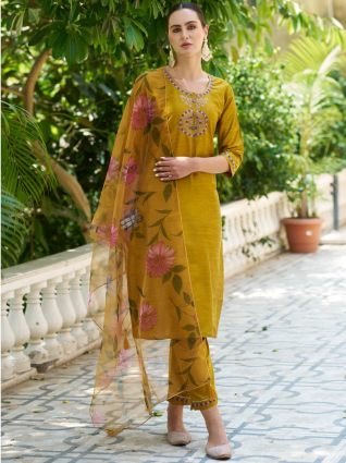 Women Kurta and Pant Sets Cotton Silk Fabric