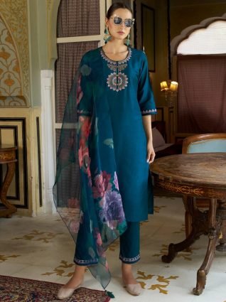 Women Kurta and Pant Sets Cotton Silk Fabric