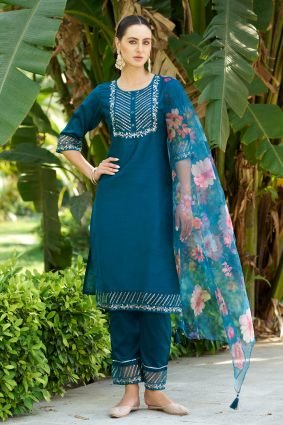 Women Kurta and Pant Sets Cotton Silk Fabric
