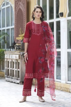 Women Kurta and Pant Sets Cotton Silk Fabric