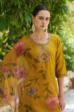 Women Kurta and Pant Sets Cotton Silk Fabric