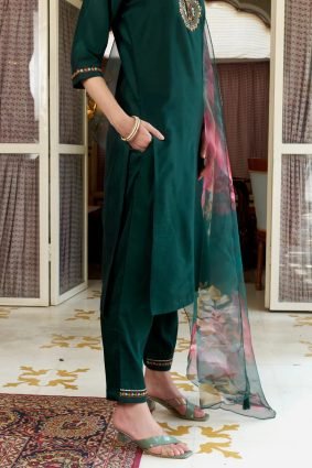 Women Kurta and Pant Sets Cotton Silk Fabric